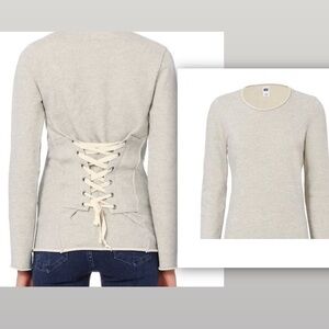 NSF Heathered Gray Corset Lace Down Back Sweatshirt Top size L